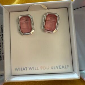 Elegant Pink Gemstone Earrings in Silver Setting